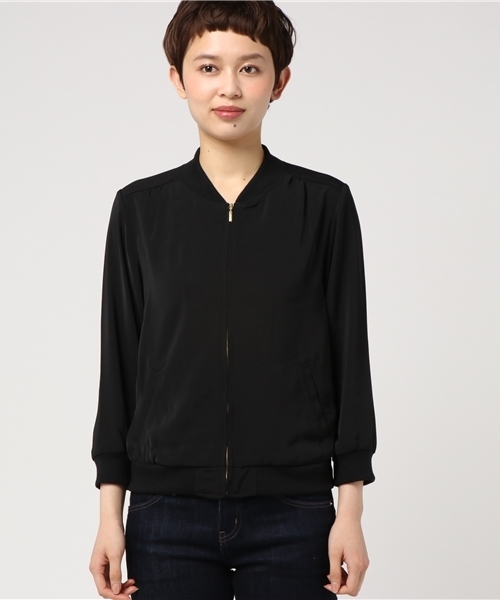 Honeys（ハニーズ）の「リブブルゾン（ブルゾン・レディース・ネイビー/ブラック/ライトピンク/カーキ/グレー・L/M）」の11枚目の写真