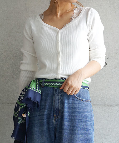 laboratory work（ラボラトリーワーク）の「バックレーステレコキャミ（キャミソール・レディース・ブラック/グレイッシュブルー/オフホワイト・MEDIUM）」の22枚目の写真