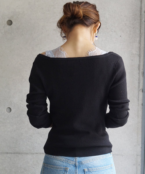 laboratory work（ラボラトリーワーク）の「バックレーステレコキャミ（キャミソール・レディース・ブラック/グレイッシュブルー/オフホワイト・MEDIUM）」の5枚目の写真