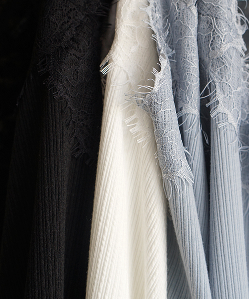 laboratory work（ラボラトリーワーク）の「バックレーステレコキャミ（キャミソール・レディース・ブラック/グレイッシュブルー/オフホワイト・MEDIUM）」の9枚目の写真