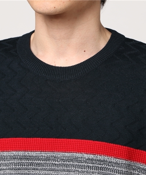 COMME CA ISM（コムサイズム）の「カラーブロック半袖ニット（ニット/セーター・メンズ・ネイビー/グレー・LARGE/MEDIUM）」の5枚目の写真