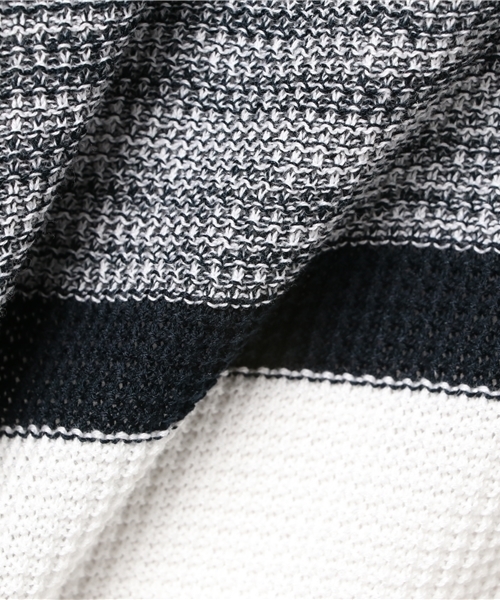 COMME CA ISM（コムサイズム）の「カラーブロック半袖ニット（ニット/セーター・メンズ・ネイビー/グレー・LARGE/MEDIUM）」の8枚目の写真