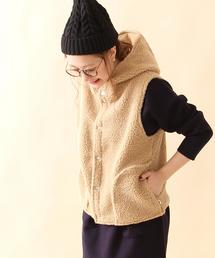 coen | 【昨年大ヒット・追加予約】フーデッドボアベスト(ベージュ→WEB限定)(ベスト)