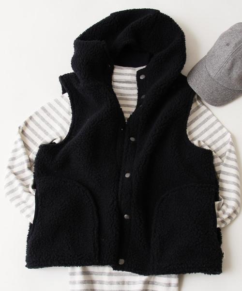 coen（コーエン）の「【昨年大ヒット・追加予約】フーデッドボアベスト(ベージュ→WEB限定)（ベスト・レディース・ベージュ/ネイビー/オフホワイト・LARGE/MEDIUM）」の12枚目の写真