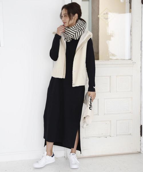 coen（コーエン）の「【昨年大ヒット・追加予約】フーデッドボアベスト(ベージュ→WEB限定)（ベスト・レディース・ベージュ/ネイビー/オフホワイト・LARGE/MEDIUM）」の17枚目の写真