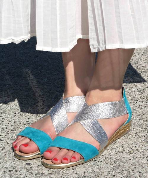 GAIMO（ガイモ）の「エラスティックエスパドリーユサンダル（サンダル・レディース・ホワイト/オレンジ/ベージュ/ターコイズブルー/ブラック/ピンク/パイソン・35/36/37/38/39）」の5枚目の写真