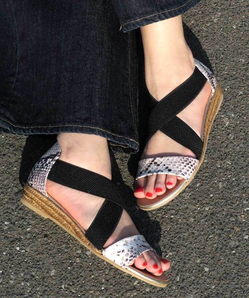 GAIMO（ガイモ）の「エラスティックエスパドリーユサンダル（サンダル・レディース・ホワイト/オレンジ/ベージュ/ターコイズブルー/ブラック/ピンク/パイソン・35/36/37/38/39）」の7枚目の写真