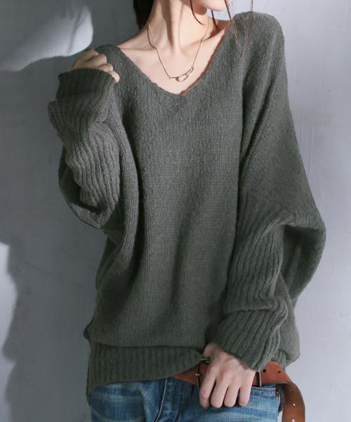 antiqua（アンティカ）の「モヘアデザインニット（ニット/セーター・レディース・ブラック/ベージュ/キャメル/ピンク/ライトブルー/ダークブラウン/ネイビー/ライトグレー・FREE）」の4枚目の写真