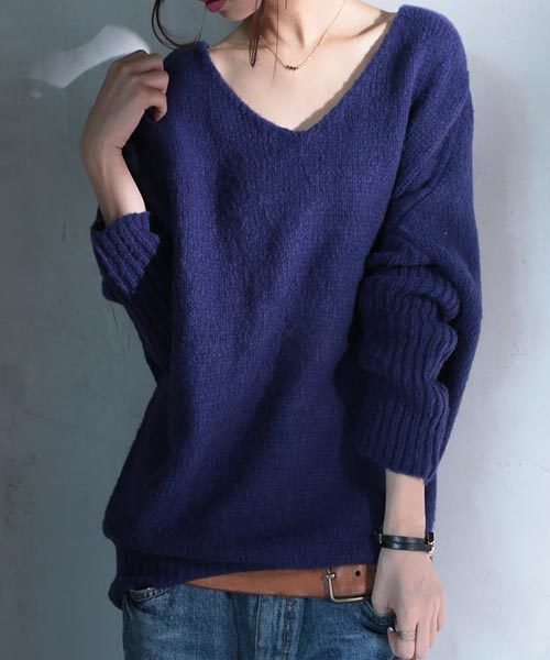 antiqua（アンティカ）の「モヘアデザインニット（ニット/セーター・レディース・ブラック/ベージュ/キャメル/ピンク/ライトブルー/ダークブラウン/ネイビー/ライトグレー・FREE）」の7枚目の写真