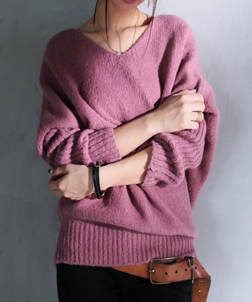 antiqua（アンティカ）の「モヘアデザインニット（ニット/セーター・レディース・ブラック/ベージュ/キャメル/ピンク/ライトブルー/ダークブラウン/ネイビー/ライトグレー・FREE）」の8枚目の写真