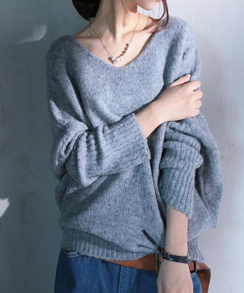 antiqua（アンティカ）の「モヘアデザインニット（ニット/セーター・レディース・ブラック/ベージュ/キャメル/ピンク/ライトブルー/ダークブラウン/ネイビー/ライトグレー・FREE）」の3枚目の写真