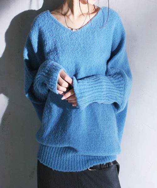 antiqua（アンティカ）の「モヘアデザインニット（ニット/セーター・レディース・ブラック/ベージュ/キャメル/ピンク/ライトブルー/ダークブラウン/ネイビー/ライトグレー・FREE）」の6枚目の写真