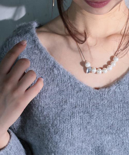 antiqua（アンティカ）の「モヘアデザインニット（ニット/セーター・レディース・ブラック/ベージュ/キャメル/ピンク/ライトブルー/ダークブラウン/ネイビー/ライトグレー・FREE）」の9枚目の写真