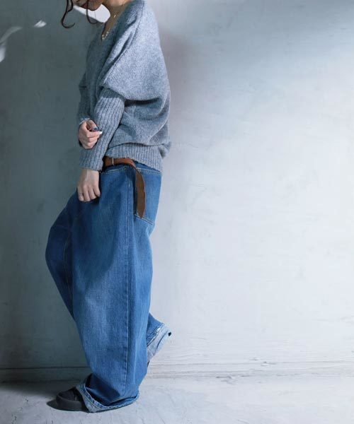 antiqua（アンティカ）の「モヘアデザインニット（ニット/セーター・レディース・ブラック/ベージュ/キャメル/ピンク/ライトブルー/ダークブラウン/ネイビー/ライトグレー・FREE）」の14枚目の写真