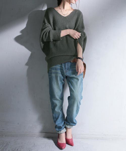 antiqua（アンティカ）の「モヘアデザインニット（ニット/セーター・レディース・ブラック/ベージュ/キャメル/ピンク/ライトブルー/ダークブラウン/ネイビー/ライトグレー・FREE）」の15枚目の写真