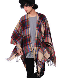 ８(eight) | チェックポンチョ 大判 マフラー ストール(ポンチョ)