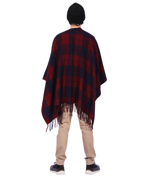 ８(eight)（エイト）の「チェックポンチョ 大判 マフラー ストール（ポンチョ・メンズ・ブラック/ベージュ/レッド/グリーン・FREE）」の21枚目の写真