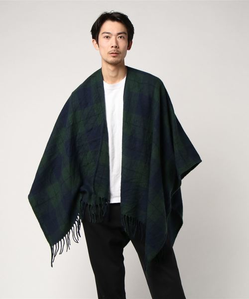 ８(eight)（エイト）の「チェックポンチョ 大判 マフラー ストール（ポンチョ・メンズ・ブラック/ベージュ/レッド/グリーン・FREE）」の16枚目の写真