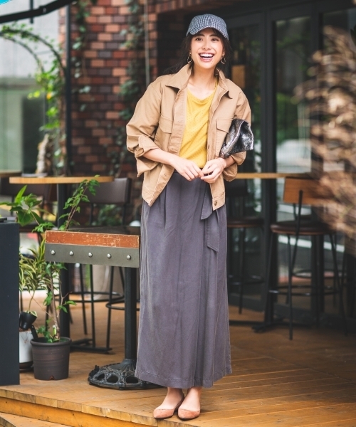 BAYFLOW(ベイフロー)の「ウエストリボンワイドパンツ 18AW(その他パンツ・レディース・チャコール/ベージュ/カーキ/ダークブルー・SMALL/MEDIUM)」の3枚目の写真