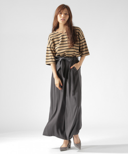 BAYFLOW(ベイフロー)の「ウエストリボンワイドパンツ 18AW(その他パンツ・レディース・チャコール/ベージュ/カーキ/ダークブルー・SMALL/MEDIUM)」の9枚目の写真
