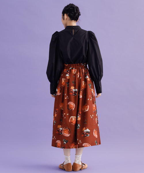 MERLOT（メルロー）の「ポールドフローラル柄スカート7856（スカート・レディース・ブラック/ブラウン・FREE）」の11枚目の写真