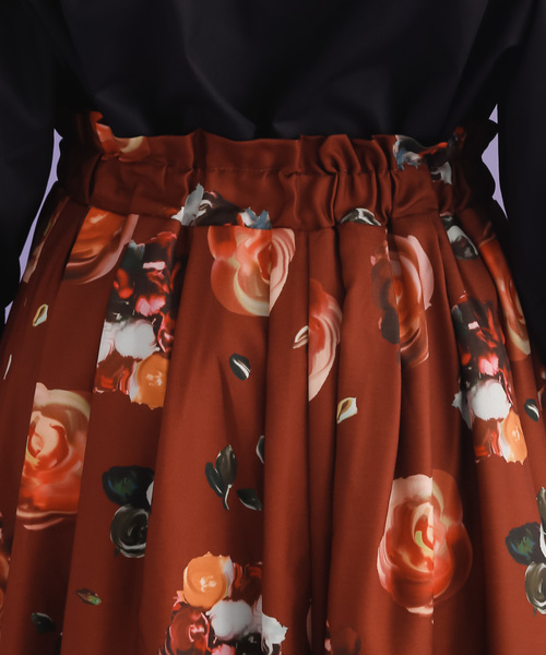 MERLOT（メルロー）の「ポールドフローラル柄スカート7856（スカート・レディース・ブラック/ブラウン・FREE）」の13枚目の写真