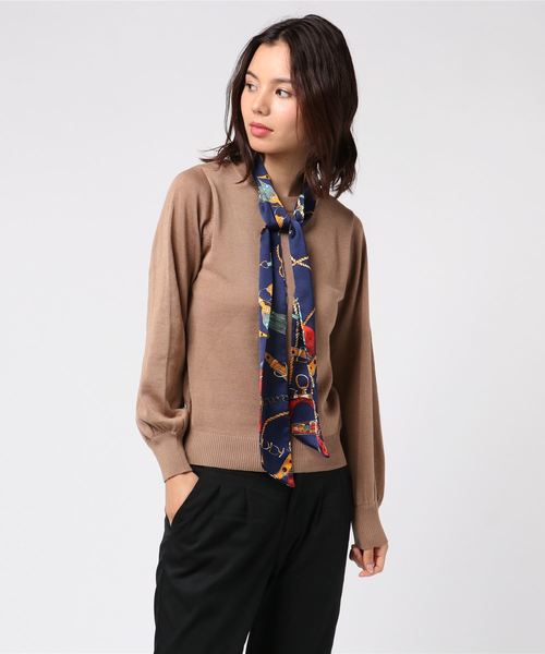 earth music&ecology（アースミュージックアンドエコロジー）の「・スカーフ付きニットプルオーバー＊（ニット/セーター・レディース・ライトブルー/ブラック/ベージュ/レッド/アイボリー/杢グレー・S/M）」の4枚目の写真