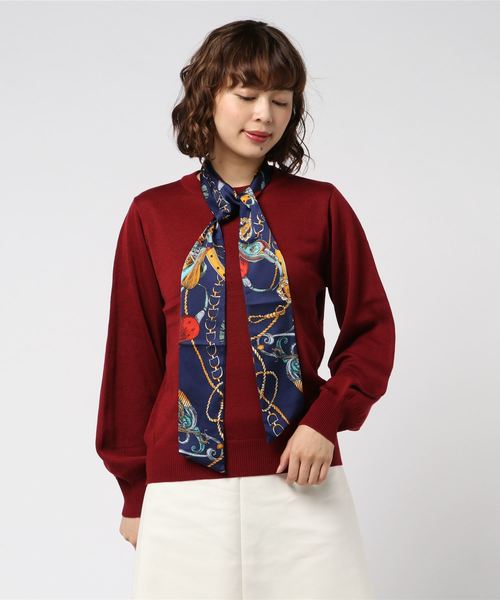 earth music&ecology（アースミュージックアンドエコロジー）の「・スカーフ付きニットプルオーバー＊（ニット/セーター・レディース・ライトブルー/ブラック/ベージュ/レッド/アイボリー/杢グレー・S/M）」の6枚目の写真