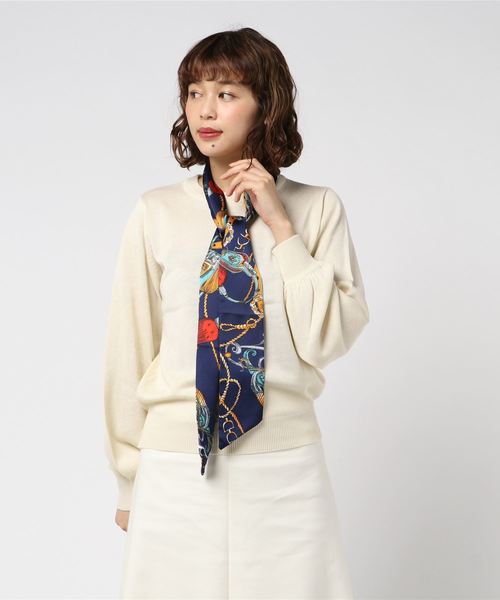 earth music&ecology（アースミュージックアンドエコロジー）の「・スカーフ付きニットプルオーバー＊（ニット/セーター・レディース・ライトブルー/ブラック/ベージュ/レッド/アイボリー/杢グレー・S/M）」の2枚目の写真