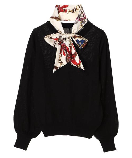 earth music&ecology（アースミュージックアンドエコロジー）の「・スカーフ付きニットプルオーバー＊（ニット/セーター・レディース・ライトブルー/ブラック/ベージュ/レッド/アイボリー/杢グレー・S/M）」の20枚目の写真