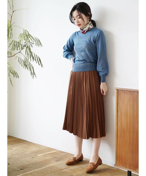 earth music&ecology（アースミュージックアンドエコロジー）の「・スカーフ付きニットプルオーバー＊（ニット/セーター・レディース・ライトブルー/ブラック/ベージュ/レッド/アイボリー/杢グレー・S/M）」の15枚目の写真