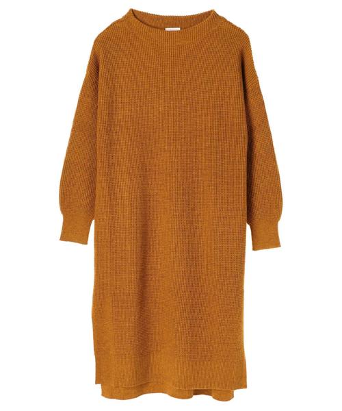 Editt by YECCA VECCA（エディットバイイェッカヴェッカ）の「・ワッフル編みニットワンピース（ワンピース・レディース・チャコールグレー/ベージュ/グリーン/マスタード・FREE）」の7枚目の写真