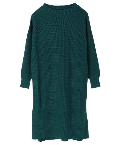 Editt by YECCA VECCA（エディットバイイェッカヴェッカ）の「・ワッフル編みニットワンピース（ワンピース・レディース・チャコールグレー/ベージュ/グリーン/マスタード・FREE）」の8枚目の写真