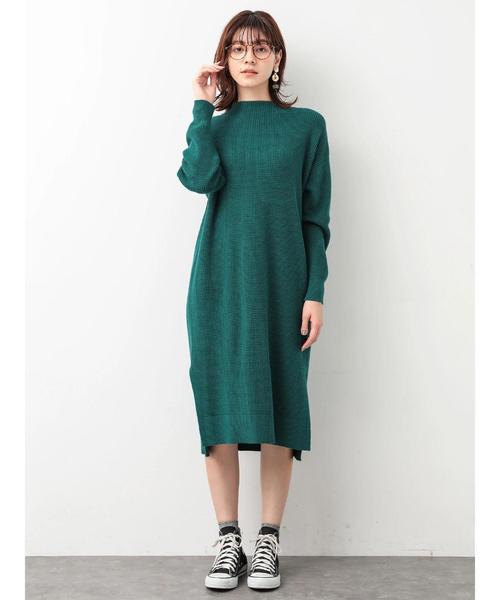 Editt by YECCA VECCA（エディットバイイェッカヴェッカ）の「・ワッフル編みニットワンピース（ワンピース・レディース・チャコールグレー/ベージュ/グリーン/マスタード・FREE）」の11枚目の写真