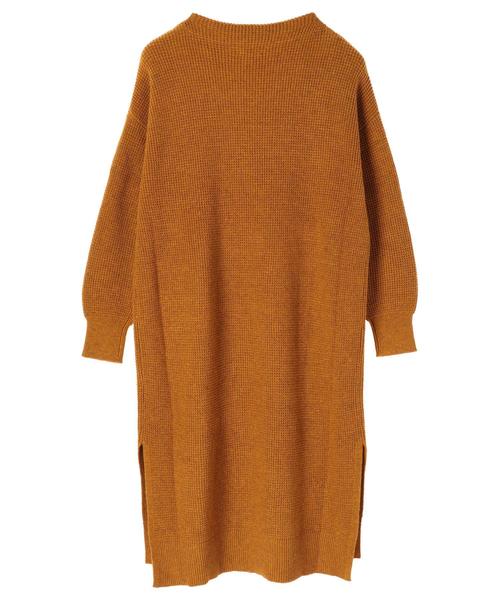 Editt by YECCA VECCA（エディットバイイェッカヴェッカ）の「・ワッフル編みニットワンピース（ワンピース・レディース・チャコールグレー/ベージュ/グリーン/マスタード・FREE）」の14枚目の写真