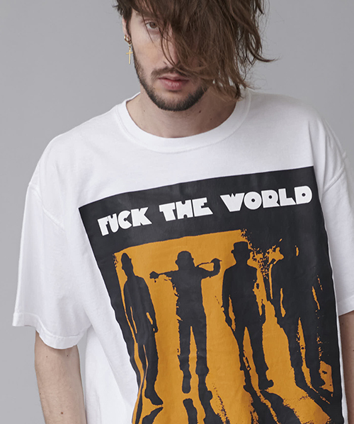 入手困難！！ヴィンテージTシャツ NO ID.（ノーアイディ）の「mt5467-ｳﾞｨﾝﾃｰｼﾞ加工FuckTheWorld