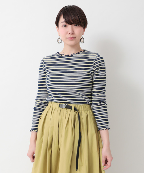 earth music&ecology（アースミュージックアンドエコロジー）の「メロウボートネックプルオーバー ●＊（Tシャツ/カットソー・レディース・杢グレー/イエロー/アイボリー/カーキ/ラベンダー/ブラック/その他7/ネイビー・M/S）」の8枚目の写真