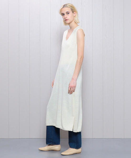 H　BEAUTY&YOUTH UNITED ARROWS（エイチビューティーアンドユースユナイテッドアローズ）の「＜H＞BOUCLE KNIT V NECK DRESS/ワンピース（ワンピース・レディース・オフホワイト/イエロー/ダークブラウン・FREE）」の2枚目の写真