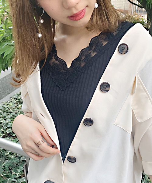 apres jour(アプレジュール)の「刺繍スカラップレースリブT【ZOZOTOWN限定アイテム】(Tシャツ/カットソー・レディース・ライトグレー/ブラック/オフホワイト・フリー)」の3枚目の写真