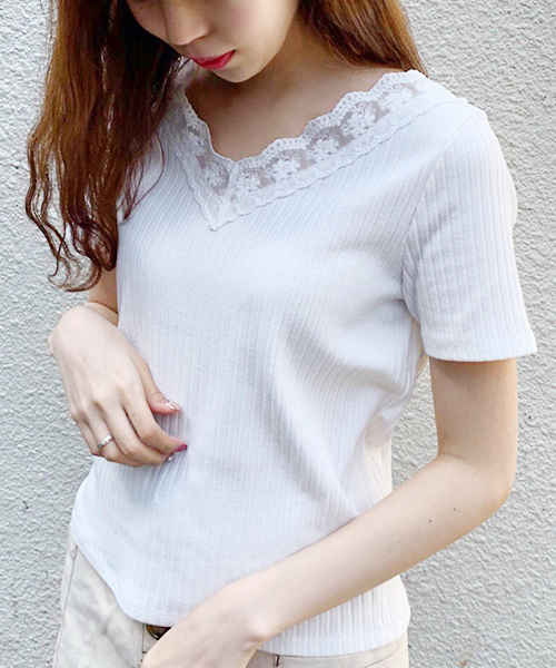 apres jour(アプレジュール)の「刺繍スカラップレースリブT【ZOZOTOWN限定アイテム】(Tシャツ/カットソー・レディース・ライトグレー/ブラック/オフホワイト・フリー)」の11枚目の写真