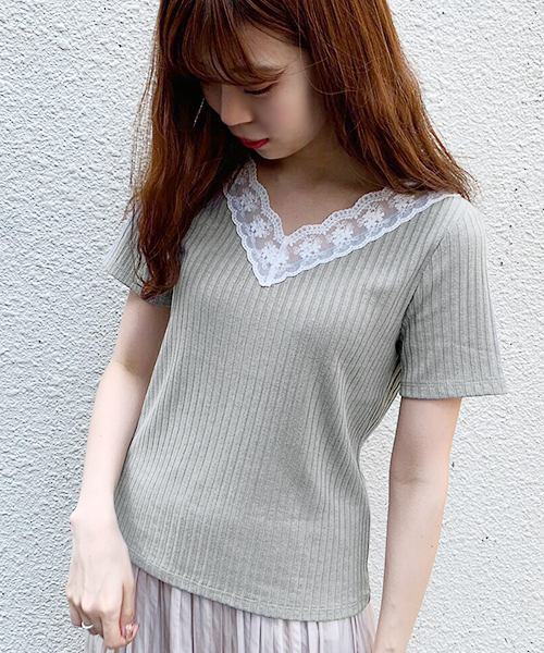 apres jour(アプレジュール)の「刺繍スカラップレースリブT【ZOZOTOWN限定アイテム】(Tシャツ/カットソー・レディース・ライトグレー/ブラック/オフホワイト・フリー)」の14枚目の写真