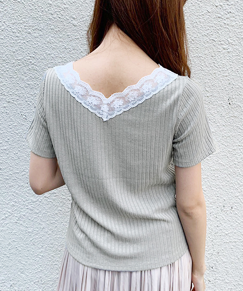 apres jour(アプレジュール)の「刺繍スカラップレースリブT【ZOZOTOWN限定アイテム】(Tシャツ/カットソー・レディース・ライトグレー/ブラック/オフホワイト・フリー)」の16枚目の写真