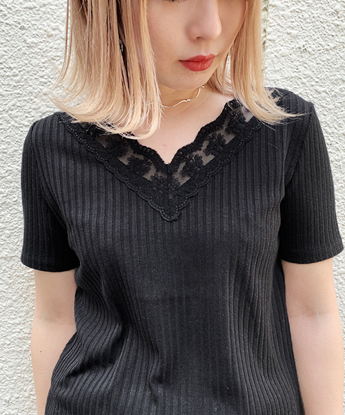 apres jour(アプレジュール)の「刺繍スカラップレースリブT【ZOZOTOWN限定アイテム】(Tシャツ/カットソー・レディース・ライトグレー/ブラック/オフホワイト・フリー)」の18枚目の写真