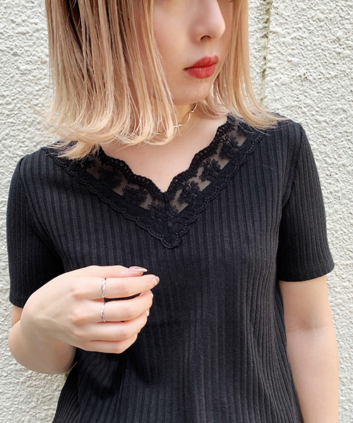 apres jour(アプレジュール)の「刺繍スカラップレースリブT【ZOZOTOWN限定アイテム】(Tシャツ/カットソー・レディース・ライトグレー/ブラック/オフホワイト・フリー)」の19枚目の写真