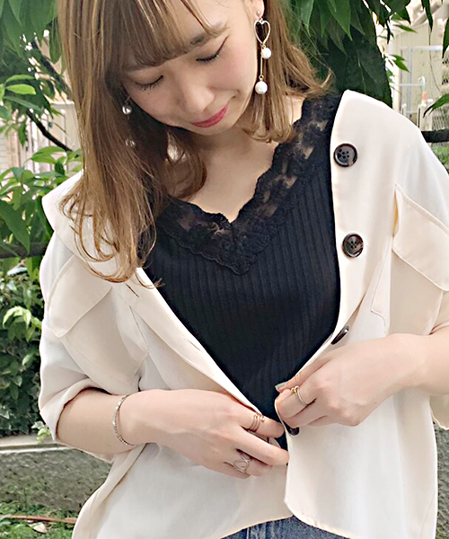 apres jour(アプレジュール)の「刺繍スカラップレースリブT【ZOZOTOWN限定アイテム】(Tシャツ/カットソー・レディース・ライトグレー/ブラック/オフホワイト・フリー)」の9枚目の写真