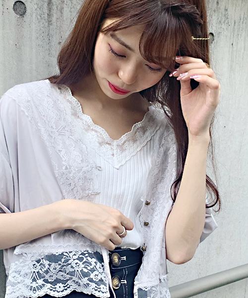 apres jour(アプレジュール)の「刺繍スカラップレースリブT【ZOZOTOWN限定アイテム】(Tシャツ/カットソー・レディース・ライトグレー/ブラック/オフホワイト・フリー)」の5枚目の写真