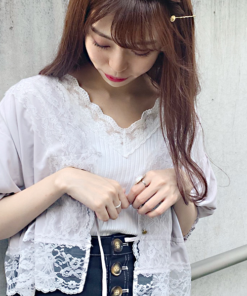 apres jour(アプレジュール)の「刺繍スカラップレースリブT【ZOZOTOWN限定アイテム】(Tシャツ/カットソー・レディース・ライトグレー/ブラック/オフホワイト・フリー)」の4枚目の写真