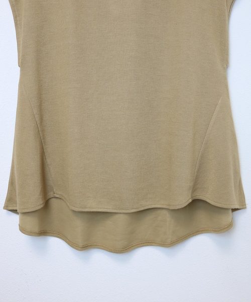 andme（アンドミー）の「ニットソーフレンチスリーブフレアトップス（Tシャツ/カットソー・レディース・オフホワイト/カーキ/ライトベージュ/ブラック/ベージュ/ネイビー/ブラウン・M）」の18枚目の写真