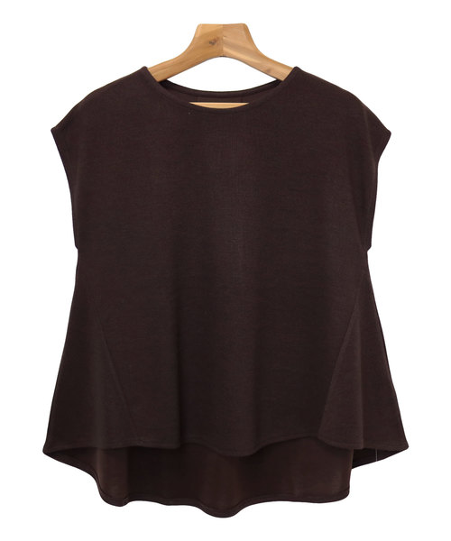 andme（アンドミー）の「ニットソーフレンチスリーブフレアトップス（Tシャツ/カットソー・レディース・オフホワイト/カーキ/ライトベージュ/ブラック/ベージュ/ネイビー/ブラウン・M）」の11枚目の写真