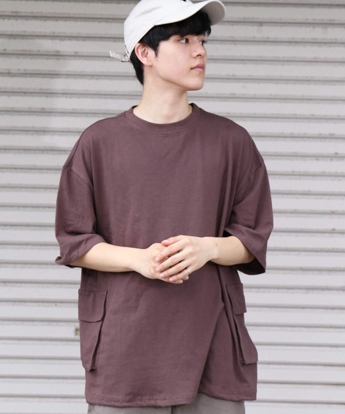 revertical(リバーティカル)の「ダブルポケット ビッグシルエットTシャツ(Tシャツ/カットソー・メンズ・ホワイト/ブラック/ベージュ/ブラウン・M/L)」の4枚目の写真